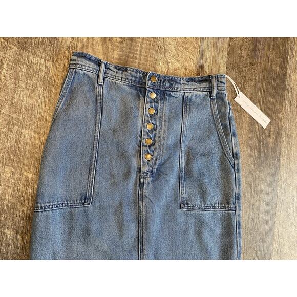 Young Fabulous Broke Denim Skirt Womens S Mzedium NEW NWT Midi Elastic Waist YFB - Picture 3 of 10